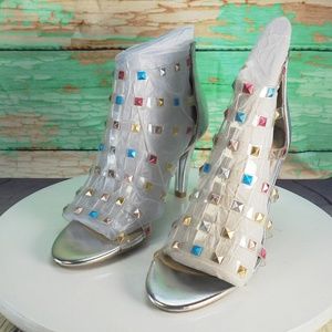 Rialto Renae Silver Metallic Open Toe Heels